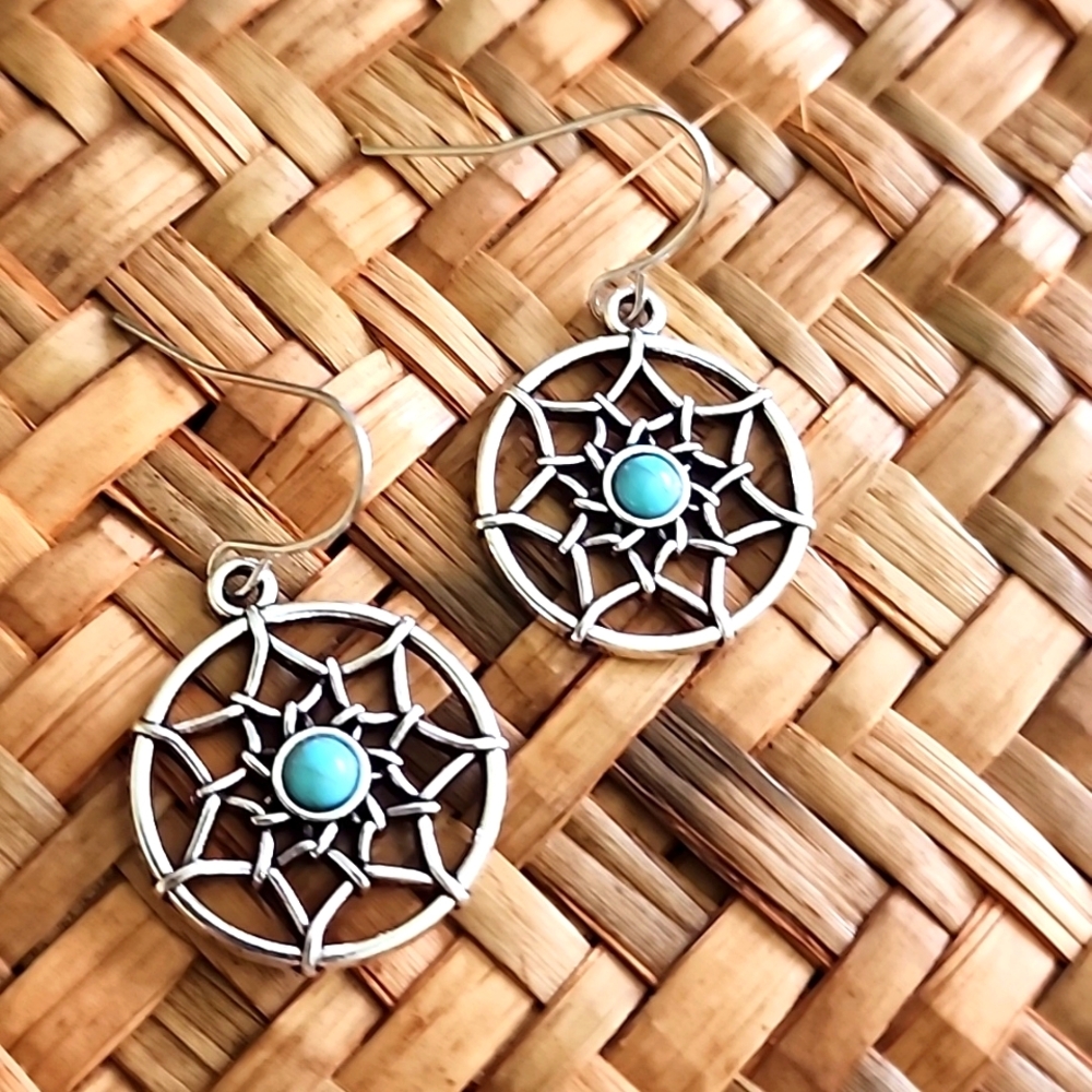 BOHEMIAN Blue Tribal Simulated Turquoise  Spiral Swirl Statement EP